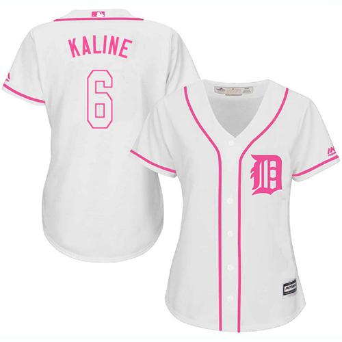 Tigers #6 Al Kaline White/Pink Fashion Women's Stitched MLB Jersey